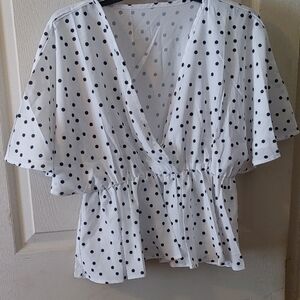Polka Dot V-Neck Blouse LG